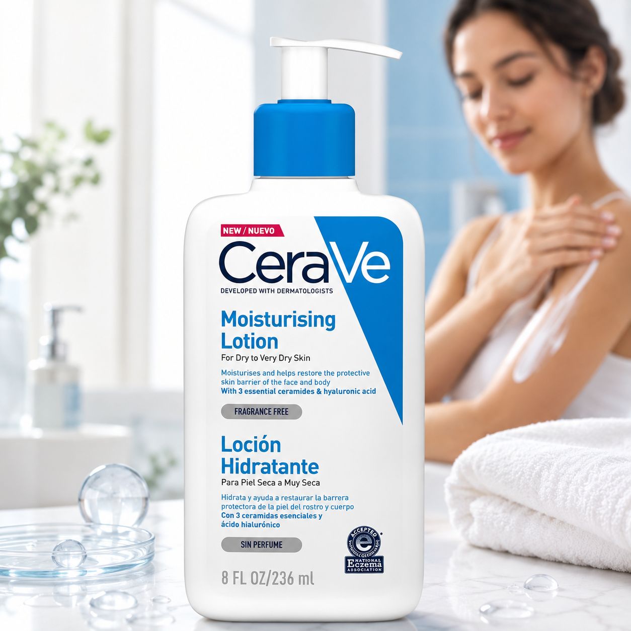 Loción Hidratante Corporal y Facial con 3 Ceramidas Esenciales y Ácido Hialurónico